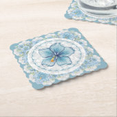 ハイビスカス&レースターコイズ ペーパーコースター (アングル)