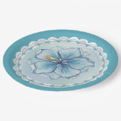 ハイビスカス&レースターコイズ ペーパープレート (アングル)