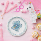 ハイビスカス&レースターコイズ ペーパープレート (パーティー)