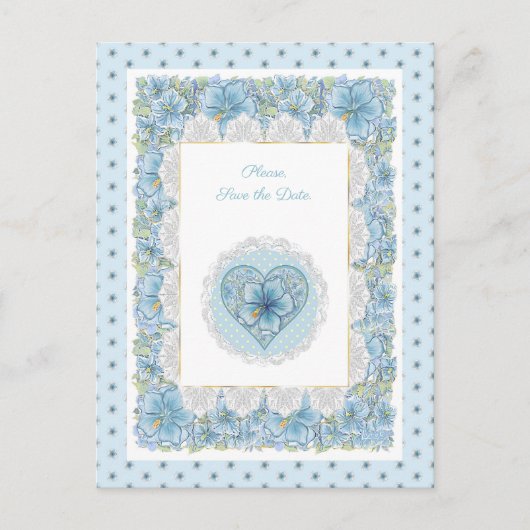 ハイビスカス&レースターコイズ ポストカード (正面)