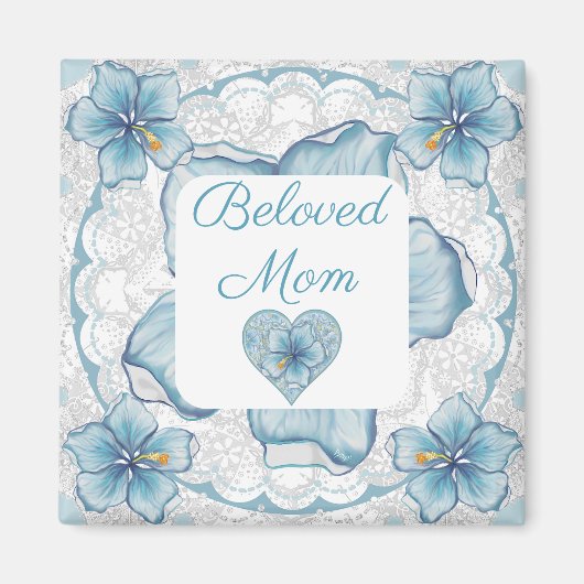 ハイビスカス&レースターコイズ マグネット (正面)