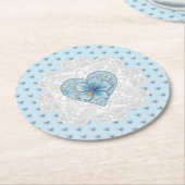 ハイビスカス&レースターコイズ ラウンドペーパーコースター (アングル)
