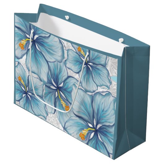 ハイビスカス&レースターコイズ ラージペーパーバッグ (正面アングル)