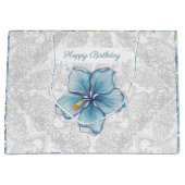 ハイビスカス&レースターコイズ ラージペーパーバッグ (正面)