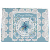 ハイビスカス&レースターコイズ ラージペーパーバッグ (裏面)