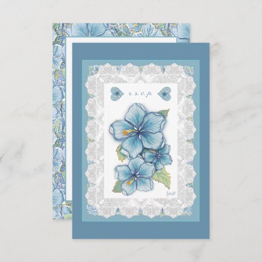 ハイビスカス&レースターコイズ 出欠カード (正面/裏面)