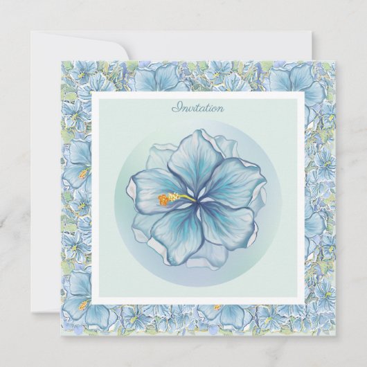ハイビスカス&レースターコイズ 招待状 (正面)