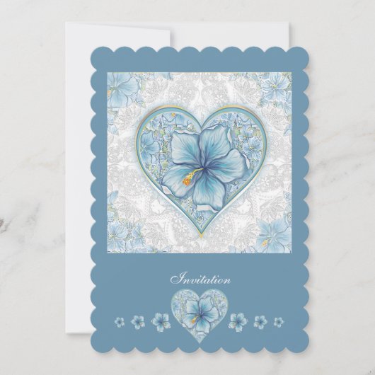 ハイビスカス&レースターコイズ 招待状 (正面)