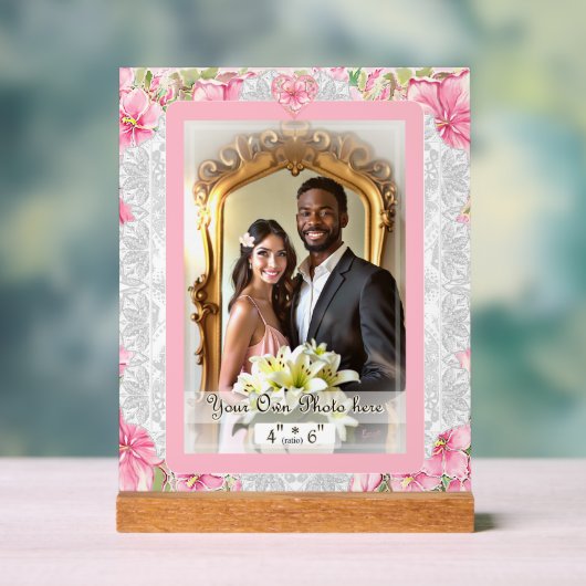 ハイビスカス&レースピンク アクリルサイン (ニュートラル)