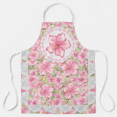ハイビスカス&レースピンク エプロン (正面)