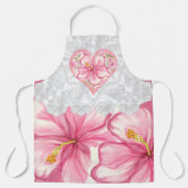 ハイビスカス&レースピンク エプロン (正面)