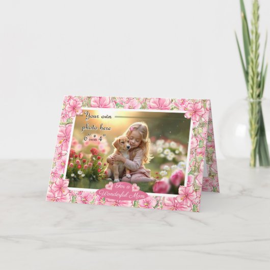 ハイビスカス&レースピンク カード (正面)