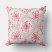 ハイビスカス&レースピンク クッション (正面)