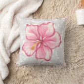 ハイビスカス&レースピンク クッション (ブランケット)