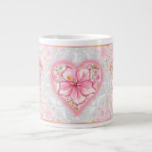 ハイビスカス&レースピンク ジャンボコーヒーマグカップ (正面)