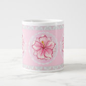 ハイビスカス&レースピンク ジャンボコーヒーマグカップ (正面)