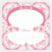 ハイビスカス&レースピンク スクエアシール (正面)