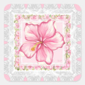 ハイビスカス&レースピンク スクエアシール (正面)