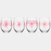 ハイビスカス&レースピンク ステムなしワイングラス (左)