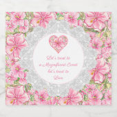 ハイビスカス&レースピンク スパークリングワインラベル (シングルラベル)