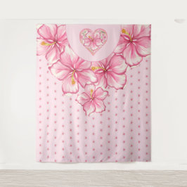 ハイビスカス&レースピンク タペストリー
