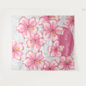 ハイビスカス&レースピンク タペストリー (正面(横))