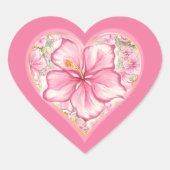 ハイビスカス&レースピンク ハートシール (正面)