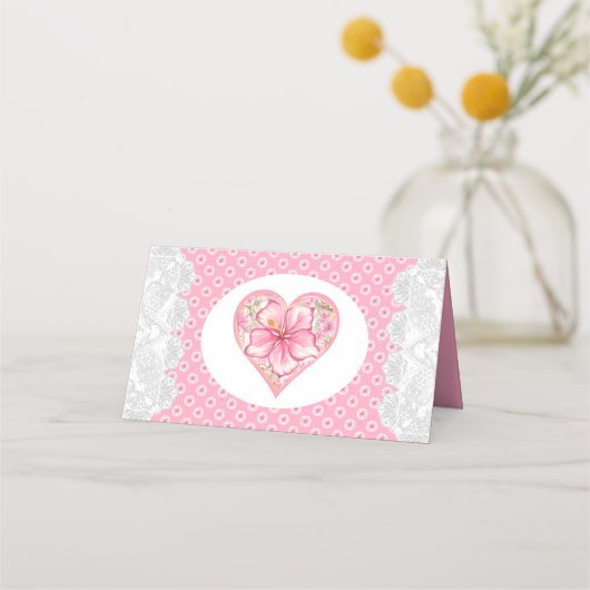 ハイビスカス&レースピンク プレイスカード (裏面)