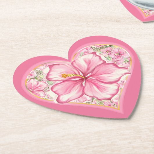 ハイビスカス&レースピンク ペーパーコースター (アングル)