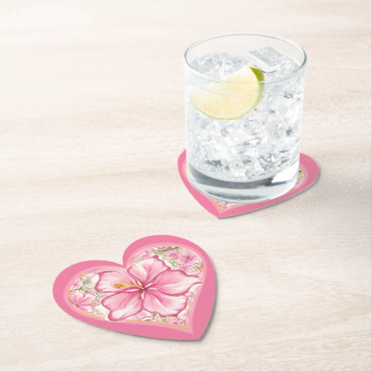 ハイビスカス&レースピンク ペーパーコースター (インサイチュ)