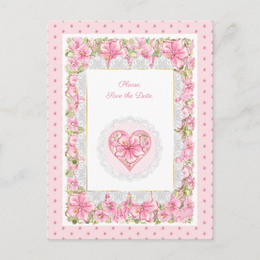 ハイビスカス&レースピンク ポストカード (正面)