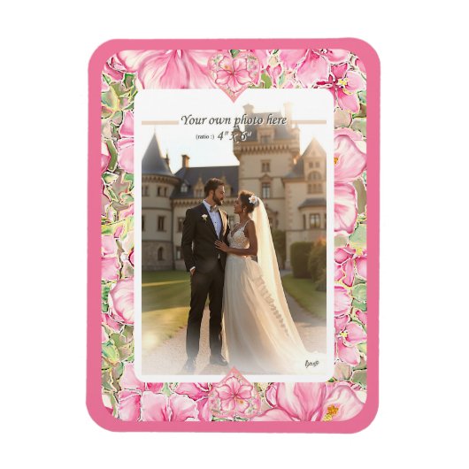 ハイビスカス&レースピンク マグネット (縦)