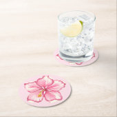 ハイビスカス&レースピンク ラウンドペーパーコースター (インサイチュ)