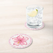 ハイビスカス&レースピンク ラウンドペーパーコースター (インサイチュ)