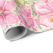 ハイビスカス&レースピンク ラッピングペーパー (ロールコーナー)