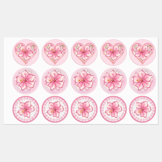 ハイビスカス&レースピンク ラベル (シート)