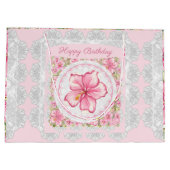 ハイビスカス&レースピンク ラージペーパーバッグ (裏面)