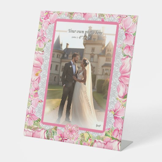 ハイビスカス&レースピンク 台座サイン (正面)