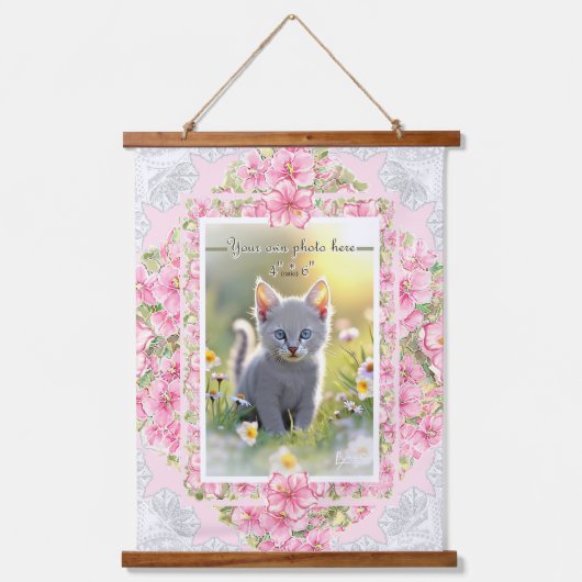 ハイビスカス&レースピンク 吊り下げ型タペストリー (正面)