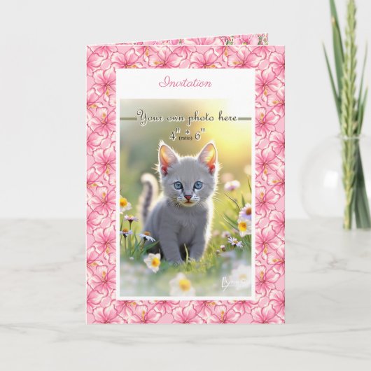 ハイビスカス&レースピンク 招待状 (正面)