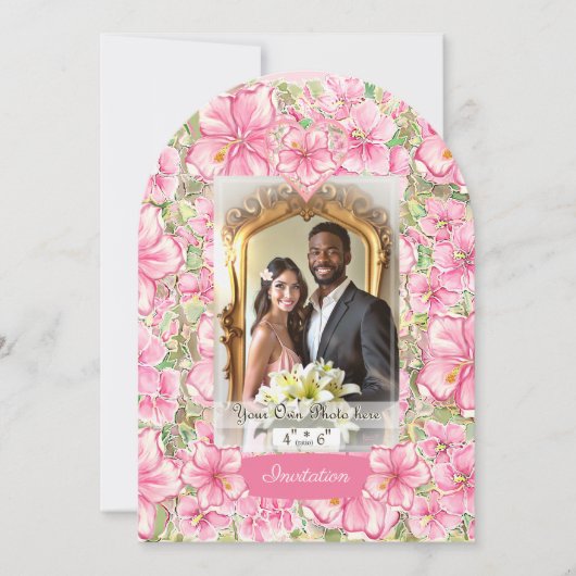 ハイビスカス&レースピンク 招待状 (正面)