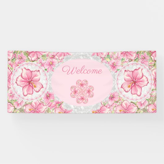 ハイビスカス&レースピンク 横断幕 (横)