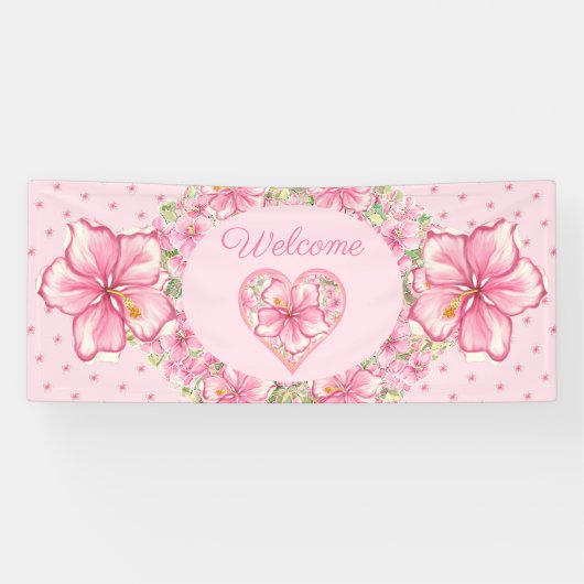 ハイビスカス&レースピンク 横断幕 (横)