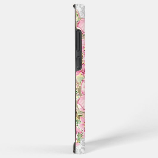 ハイビスカス&レースピンク SAMSUNG GALAXYケース (右側面)