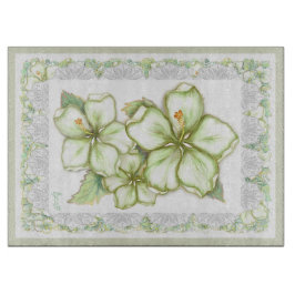 ハイビスカス&レースホワイト カッティングボード