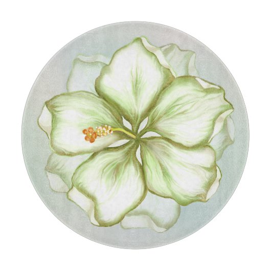 ハイビスカス&レースホワイト カッティングボード (正面)