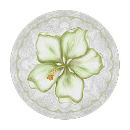 ハイビスカス&レースホワイト カッティングボード