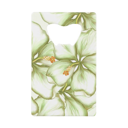 ハイビスカス&レースホワイト クレジットカード栓抜き (正面)