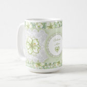 ハイビスカス&レースホワイト コーヒーマグカップ (正面左)