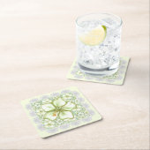 ハイビスカス&レースホワイト スクエアペーパーコースター (インサイチュ)